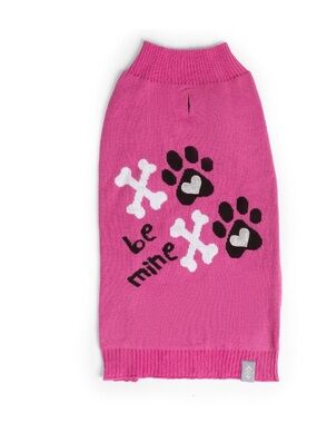 Free Country Pink Dog Sweater with Paw & Heart Design